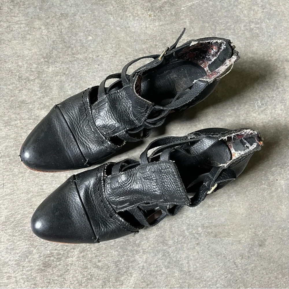 Freebird by Steven Ankle Boots Hope Leather Wood Heels
